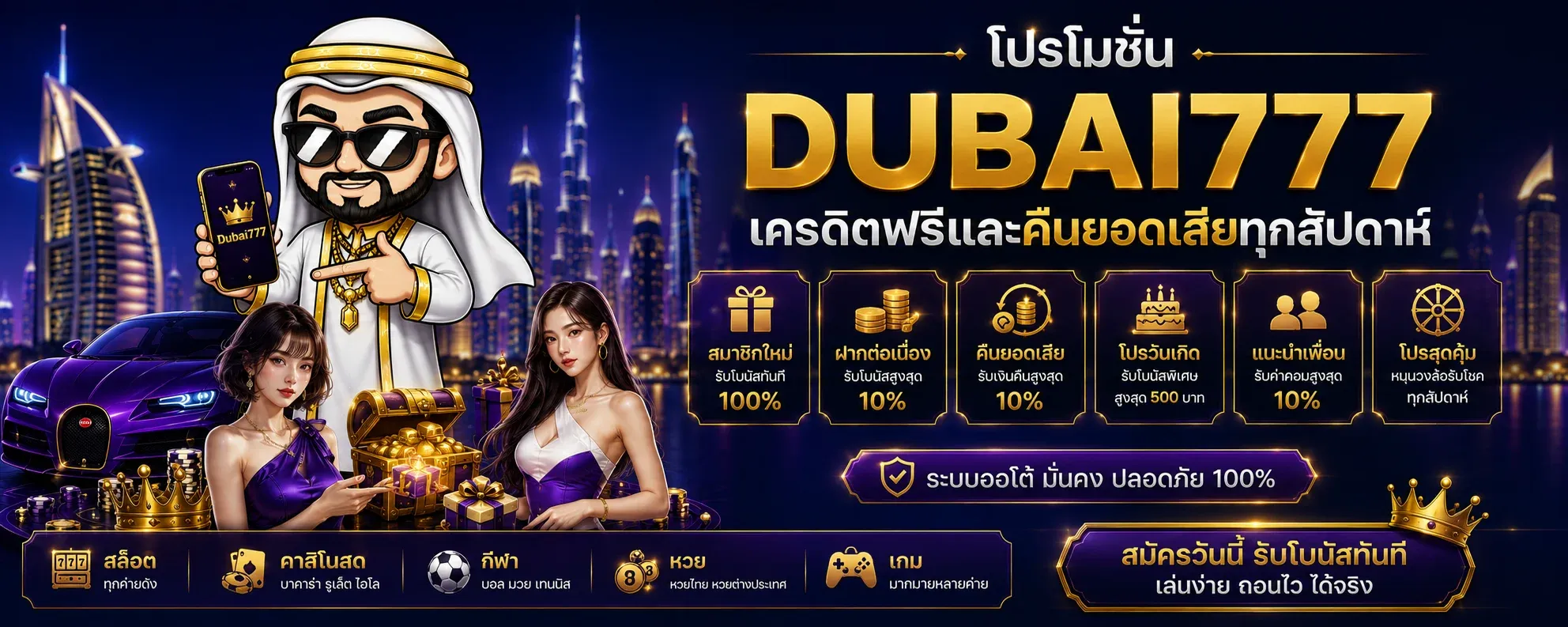 dubai777 เว็บตรงครบวงจร สล็อต คาสิโน บอล หวย